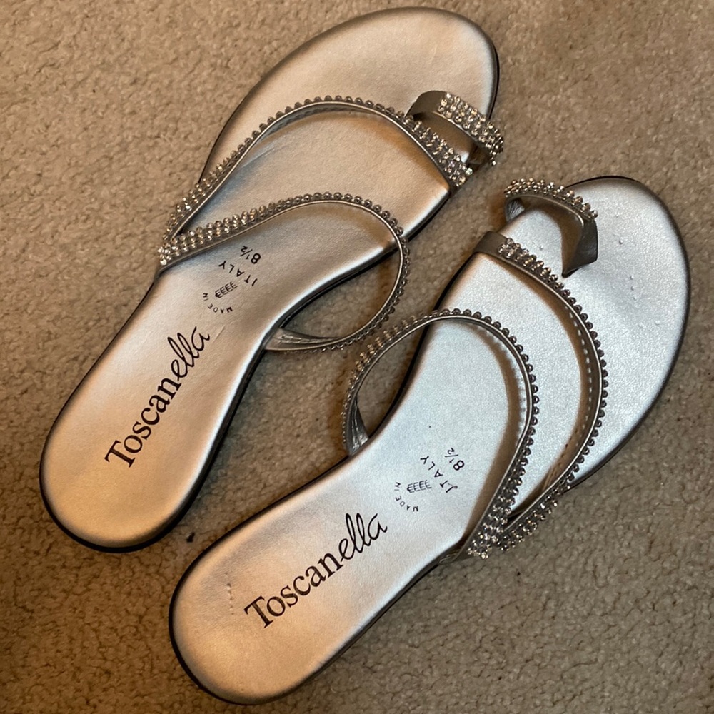 Made in Italy: silver straps sandals with rhinestones